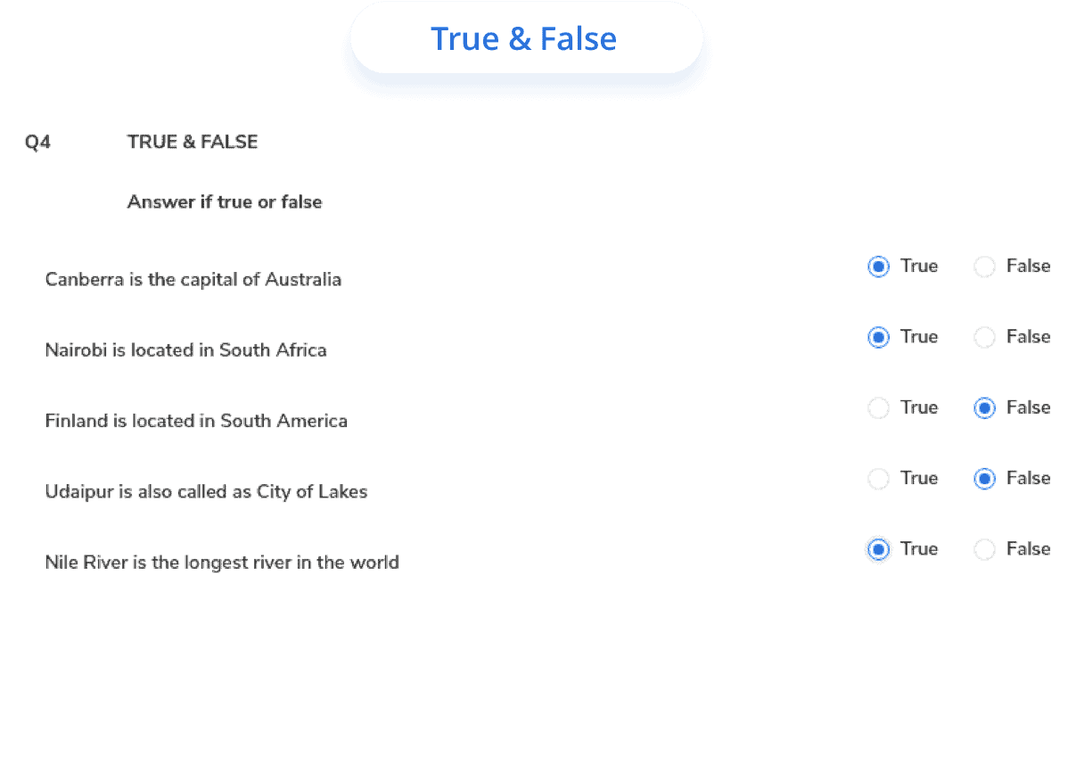 True False 1