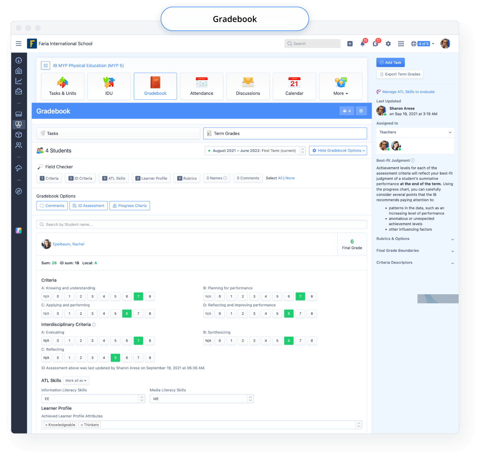 Screenshot Gradebook